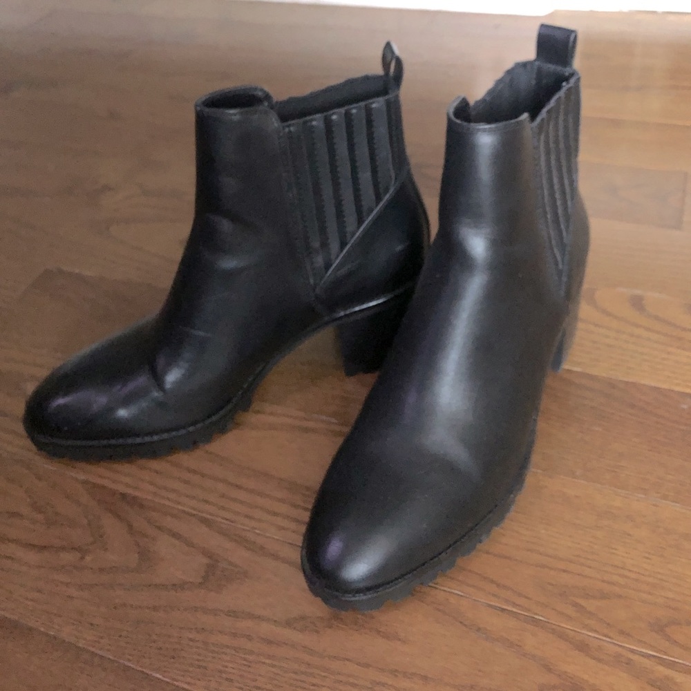 Zara basics black pull on ankle boots.